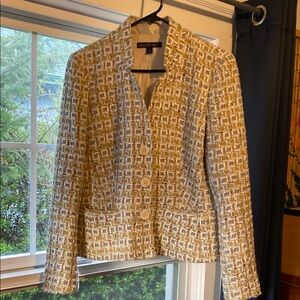Lafayette 148 Elegant Tweed Jacket in Cream and gold